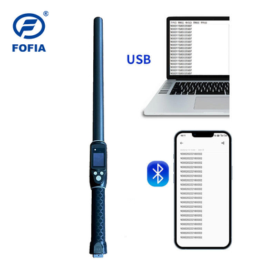 Προσαρμοσμένο ISO FDX-B HDX 30.000 Αρχεία Χεριζόμενο Stick RFID Reader Για βοοειδή Κτηνοτροφία Ετικέτα αυτιών Microchip Πλαστικό μακράς εμβέλειας