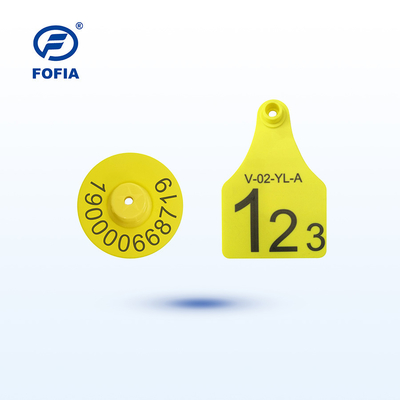 Εικονική ετικέτα RFID Μίνι/Μέσα/Μεγάλο Μέγεθος για τη διαχείριση ζώων Υποστήριξη εκτύπωσης λέιζερ 134,2 Khz Κίτρινο ή άλλο χρώμα