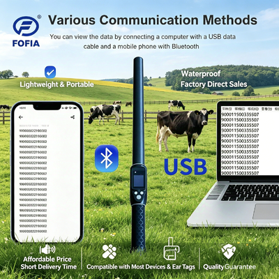 Συμπληκτικός αναγνώστης RFID Stick που υποστηρίζει τα tags ISO11784 85 FDX B HDX και ID64 με Bluetooth 5 και αδιάβροχο περίβλημα