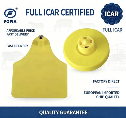 Πλήρης ICAR ET908+T905 Αδιάβροχο RFID TPU Κίτρινες καρτέλες αυτιών ζώων FDX-B 134.2Khz EM4305 Τσιπς