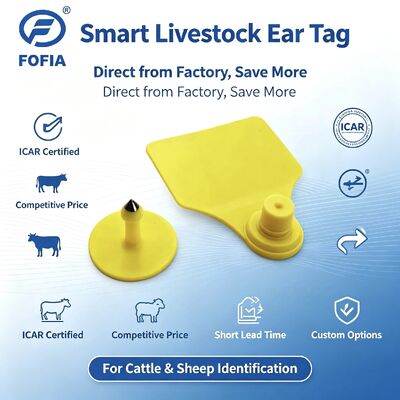 Fofia T904 Combination Animal Ear Tag RFID TPU 72*57mm Laser Coding Farm Cattle Pig Sheep Icar