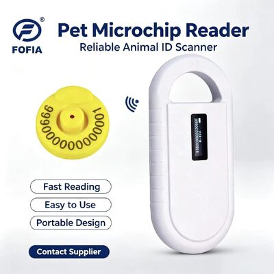 Αναγνώστης καρτών RFID μικροτσίπ ζώων Fofia Handheld Plastic PT160 134.2kHz Οθόνη OLED Μπαταρία λιθίου USB Πιστοποίηση CE ISO