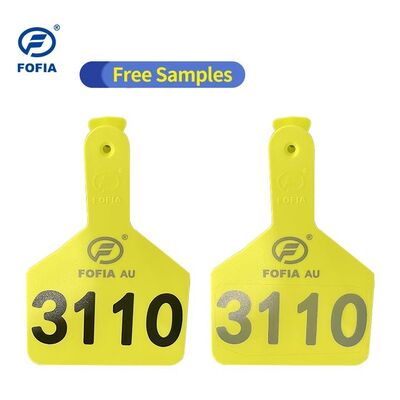 Custom New TPU Plastic Yellow Cattle Ear Tags Laser Coding | Fofia T914 Model for Livestock Management Farm Feedlot Cow ID