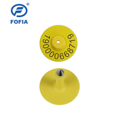 Νέα UHF Ηλεκτρονικά Αδιάβροχα RFID TPU 5.7mm Κίτρινες Ετικέτες Ζώων ET933+T901 Chips 5 Έτη Εγγύηση για Βοοειδή Fofia