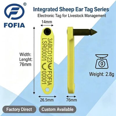 Νέο Fofia HDX Ανθεκτικό σε υψηλές θερμοκρασίες Ενσωματωμένο Αντι-Καταρράκωση TPU Λαζερικά κωδικοποιημένο Ηλεκτρονικό ET969 Κίτρινο πρόβατο RFID Ear Tag 1.5