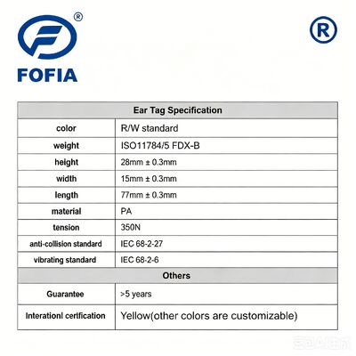 Νέο Fofia HDX Ανθεκτικό σε υψηλές θερμοκρασίες Ενσωματωμένο Αντι-Καταρράκωση TPU Λαζερικά κωδικοποιημένο Ηλεκτρονικό ET969 Κίτρινο πρόβατο RFID Ear Tag 1.5