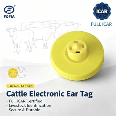 Νέο πλήρες ICAR LF Αδιάβροχο RFID TPU Κίτρινες καρτέλες αυτιών ζώων 14.5mm ET908+T901 Τσιπ 5 χρόνια εγγύηση Χρήση βοοειδών Fofia