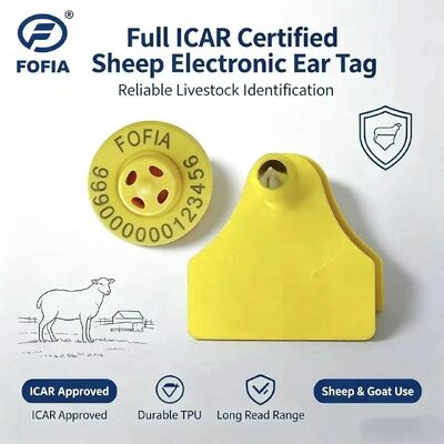 Fofia ET957+T967 Ηλεκτρονική Ετικέτα Αυτιού για Πρόβατα, Κατσίκες, Βοοειδή, Συνδυασμός Ζώων, Νέα Υψηλής Ποιότητας RFID TPU, Κωδικοποίηση Laser 3