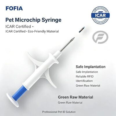 FOFIA ZS007 ICAR Πιστοποιημένο 134.2kHz RFID Ζώο Μικροτσίπ FDX/EM4305 IP67 Αδιάβροχο Λευκό PP 1.4x8mm Σκύλος Γάτα Κουνέλι Γένος Νέο