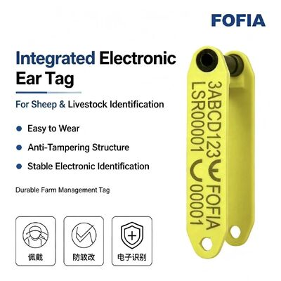 Fofia HDX ET969 Νέα Ανθεκτική σε Υψηλές Θερμοκρασίες Αντι-Απορριπτόμενη Κίτρινη Ετικέτα Αυτιού Προβάτου Κωδικοποιημένη με Λέιζερ με Τσιπ RFID για Παρακολούθηση Ζώων