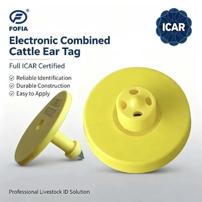 Νέα Αδιάβροχη Φόφια Πλήρης Πιστοποιημένη ICAR ET908 Κίτρινη RFID TPU Cow Ear Tag Υψηλής Ποιότητας 1,5 Χρόνια Εγγύηση Ζώα Χοίροι πρόβατα