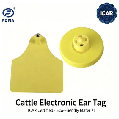 Νέα FOFIA Full ICAR LF Ανθεκτικό Αδιάβροχο RFID TPU Κίτρινες Ετικέτες Ακουστικών Γουρουνιών ET908+T905 EM4305 Τσιπάκια 5 έτη Εγγύηση 14,5mm