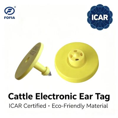 Νέο πλήρες ICAR LF Αδιάβροχο RFID TPU Κίτρινες καρτέλες αυτιών ζώων 14.5mm ET908+T901 Τσιπ 5 χρόνια εγγύηση Χρήση βοοειδών Fofia