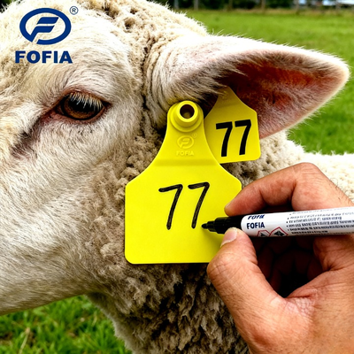 FOFIA New Plastic Livestock Identification Marker Waterproof Animal Ear Tags with Mark Pen and Black Ink 1 Year Warranty
