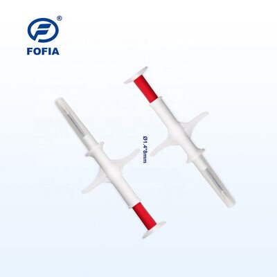 Ενέσιμο τσιπ μικροτσίπ ζώων RFID 134,2 kHz FDX EM4305 1,4 x 8 mm IP67 αδιάβροχη ετικέτα αναγνώρισης κατοικίδιων ζώων πιστοποιημένη από την ICAR