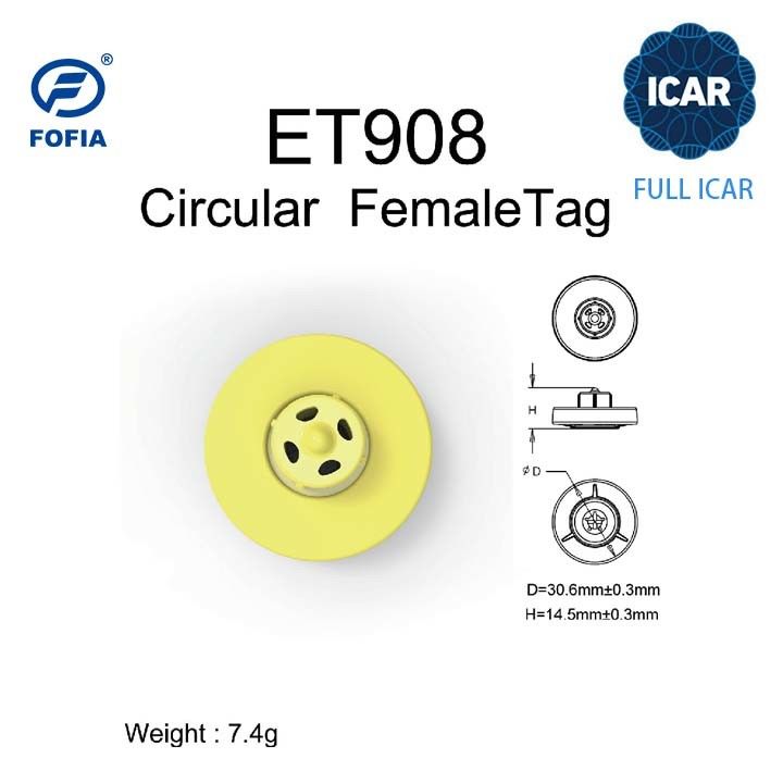 Νέο Fofia Full ICAR ET908 Cattle RFID LF Ear Tag TPU Material 350N Tension 5 χρόνια Εγγύηση ISO11784/5 Συμμόρφωση Χρήση φάρμας