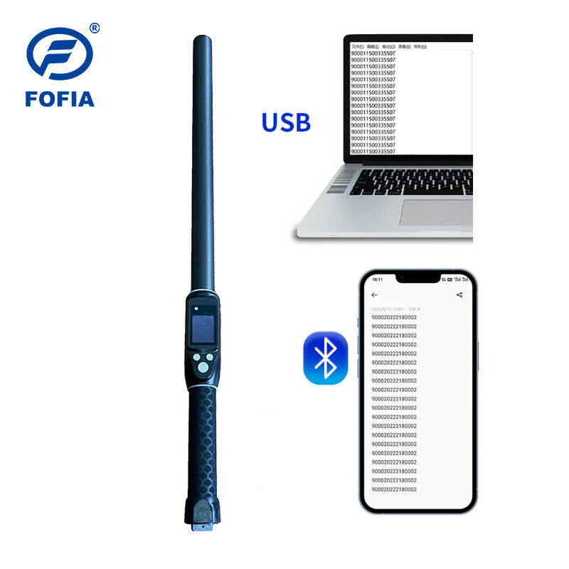 Long Distance Professional Livestock RFID Tag Stick Reader PT290 with OLED Display Data Storage for ID Chip Reading UHF/LF