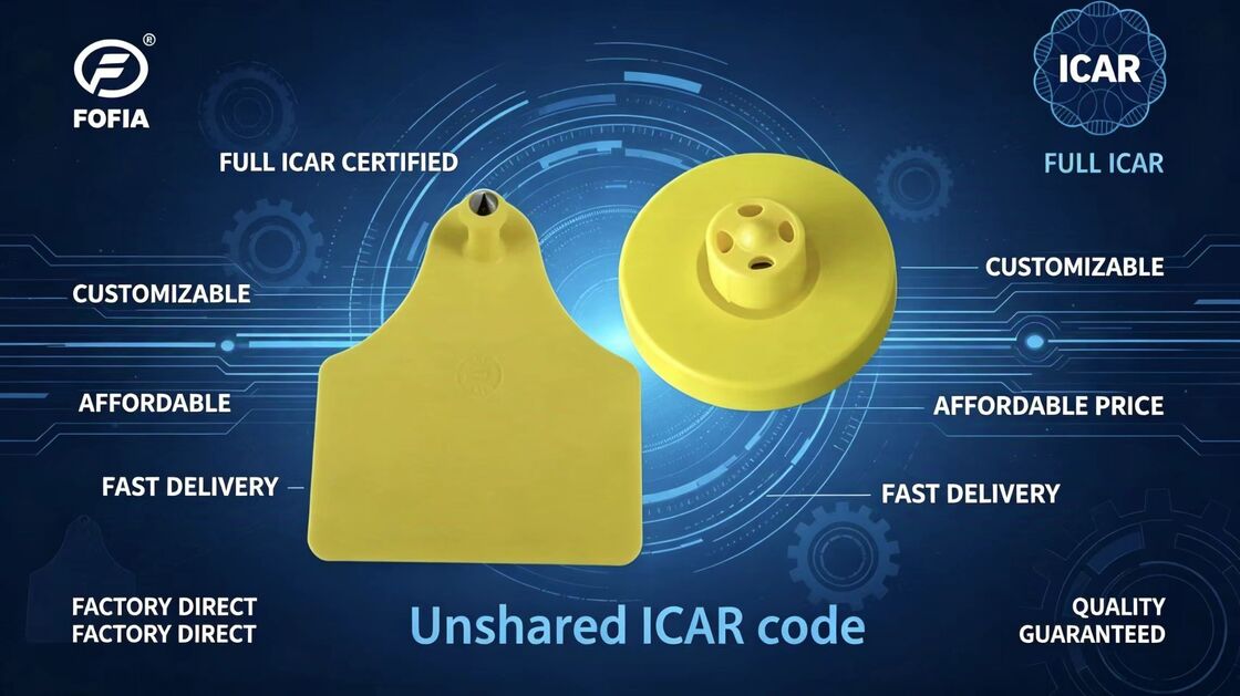 Πλήρης πιστοποίηση ICAR ανθεκτικές ηλεκτρονικές ετικέτες αυτιών για παρακολούθηση και ταυτοποίηση βοοειδών που υποστηρίζει την παρακολούθηση του ζωικού κεφαλαίου και την ιχνηλασιμότητα του αγροκτήματος