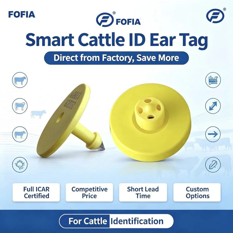 Πλήρης ICAR ET908+T901 Αδιάβροχο RFID LF TPU Κίτρινο ζώο αυτιά 14.5mm EM4305 τσιπς 5 χρόνια εγγύηση Γήρατος Fofia
