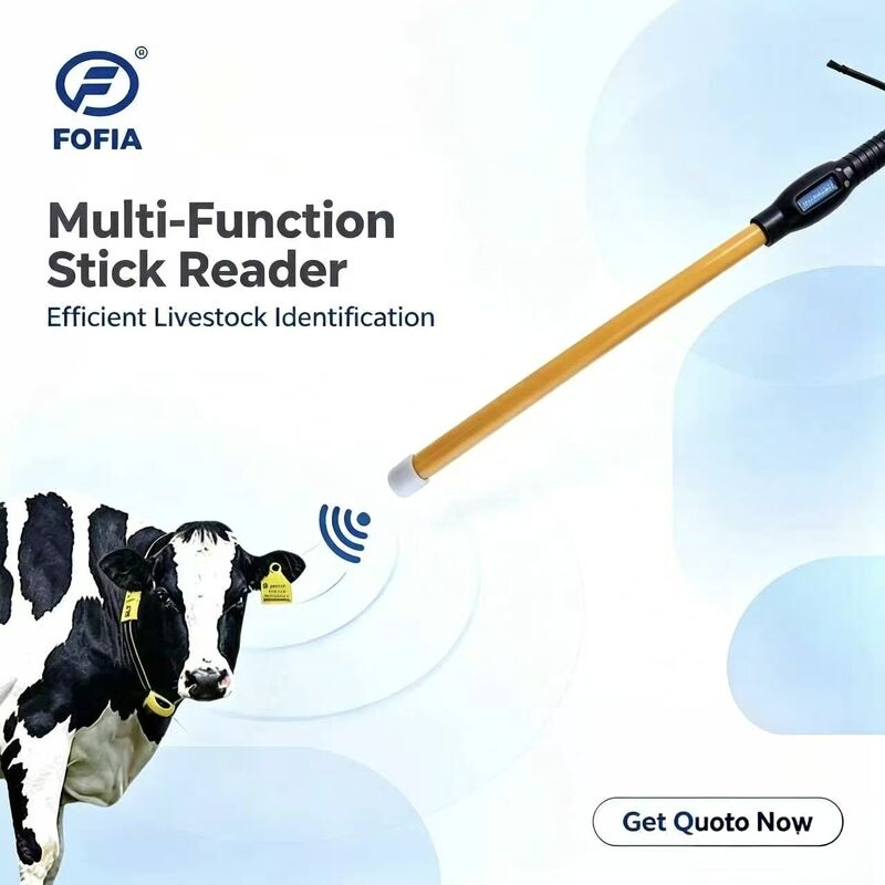 Νέος αδιάβροχος αναγνώστης RFID FOFIA Stick 134.2kHz Αναγνώριση βοοειδών USB RS232 Αποθήκευση 7000 εγγραφών ISO11784/5 Μεγάλη απόσταση ανάγνωσης