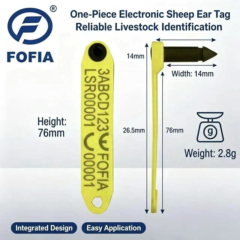 Fofia HDX ET969 Νέα Ανθεκτική σε Υψηλές Θερμοκρασίες Αντι-απορριπτόμενη Κίτρινη Ετικέτα Αυτιού Προβάτου με Τσιπ RFID για Παρακολούθηση Ζώων 1.5 Έτος