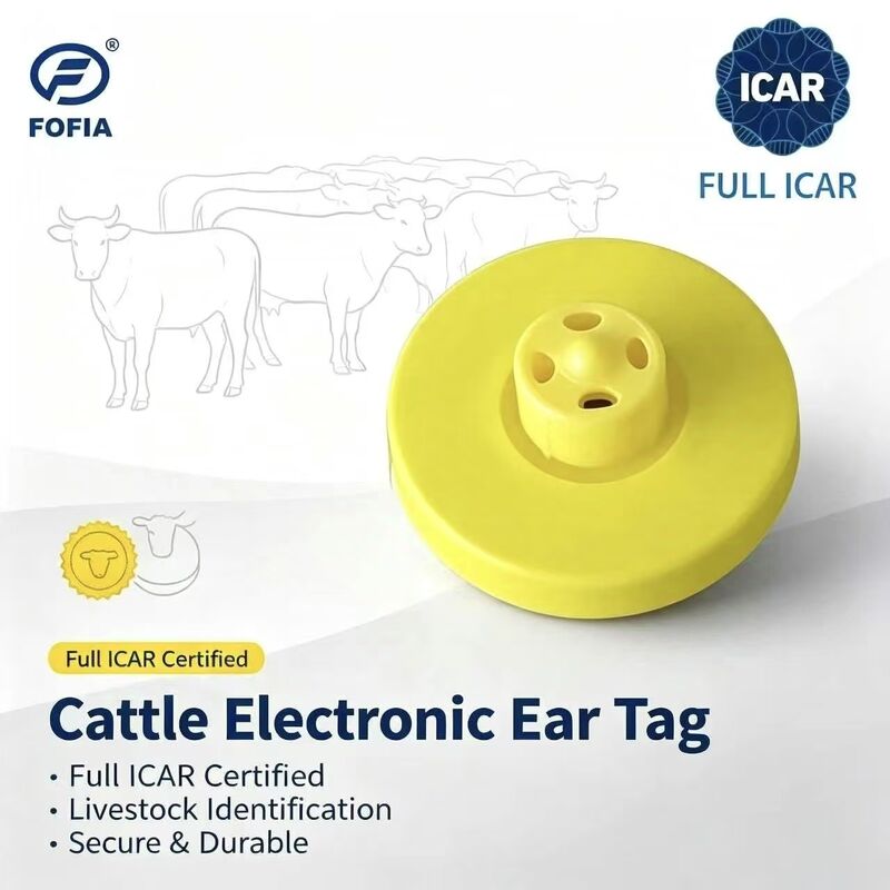 Νέο πλήρες ICAR LF Αδιάβροχο RFID TPU Κίτρινες καρτέλες αυτιών ζώων 14.5mm ET908+T901 Τσιπ 5 χρόνια εγγύηση Χρήση βοοειδών Fofia