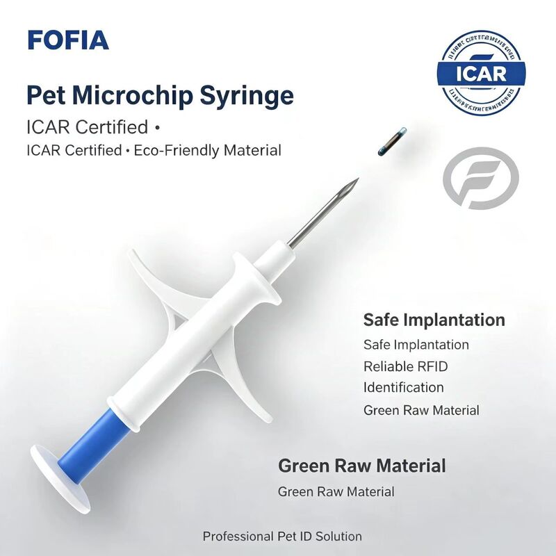 FOFIA ZS007 ICAR Πιστοποιημένο 134.2kHz RFID Ζώο Μικροτσίπ FDX/EM4305 IP67 Αδιάβροχο Λευκό PP 1.4x8mm Σκύλος Γάτα Κουνέλι Γένος Νέο
