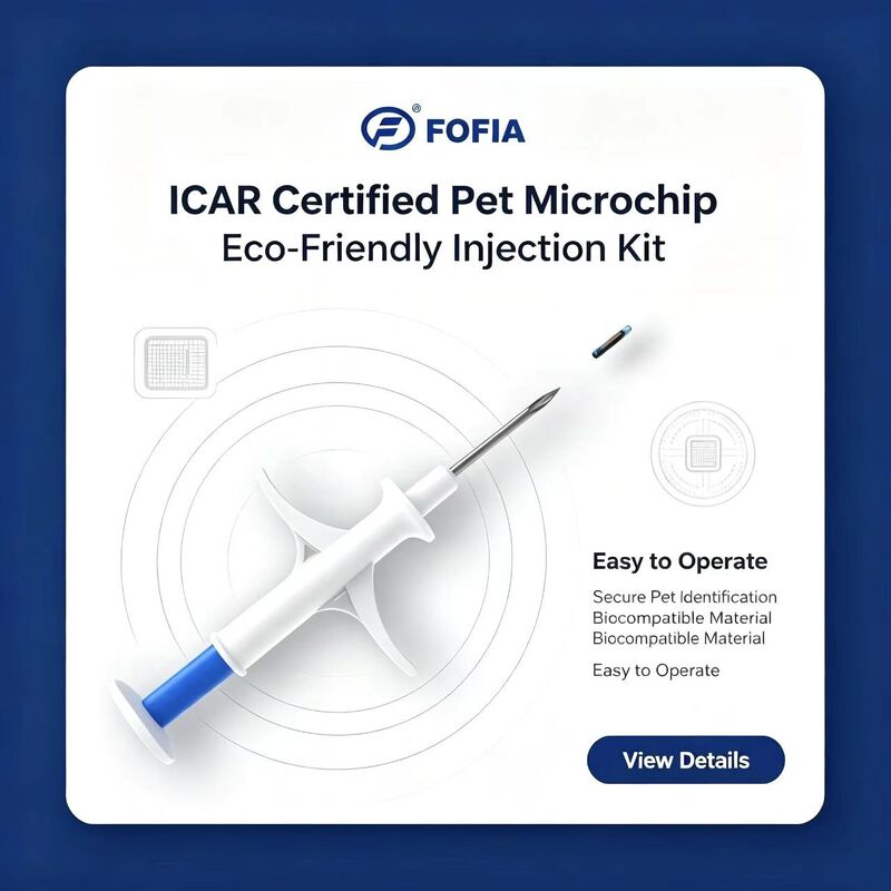 FOFIA ZS007 ICAR Πιστοποιημένο 134.2kHz RFID Ζώο Μικροτσίπ FDX/EM4305 IP67 Αδιάβροχο Λευκό PP 1.4x8mm Σκύλος γάτα κατοικίδια ζώα