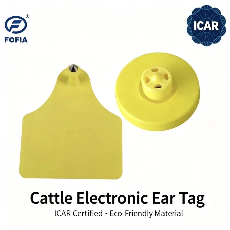 Νέα FOFIA Full ICAR LF Ανθεκτικό Αδιάβροχο RFID TPU Κίτρινες Ετικέτες Ακουστικών Γουρουνιών ET908+T905 EM4305 Τσιπάκια 5 έτη Εγγύηση 14,5mm
